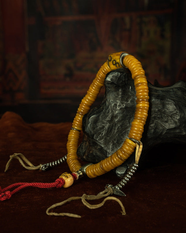 Qing Dynasty Antique Jade Mala Bracelet with 108 Beads