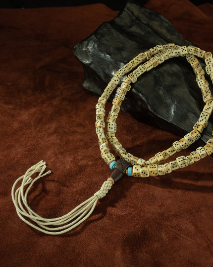 108 Beads Antique Tibetan Jade & Turquoise Bodhi Seed Prayer Bracelet