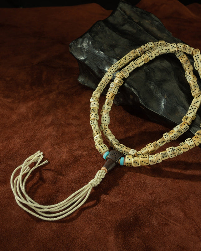 108 Beads Antique Tibetan Jade & Turquoise Bodhi Seed Prayer Bracelet