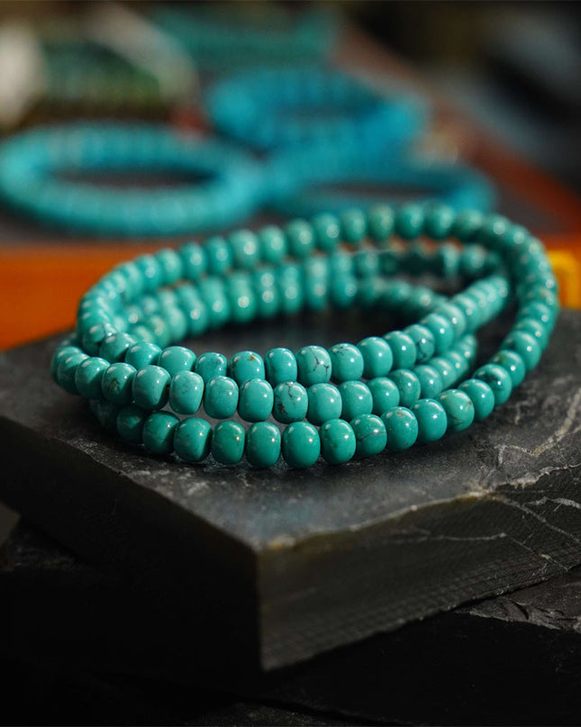 Turquoise Health Mala Necklace 108 Bead Meditation for Wellness