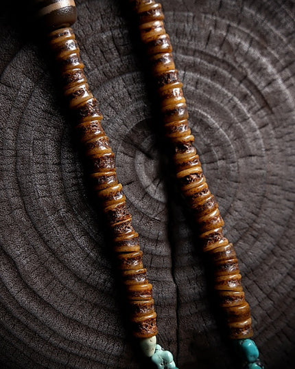 Sacred Protector Turquoise & Yak Bone Stering Silver Bracelet