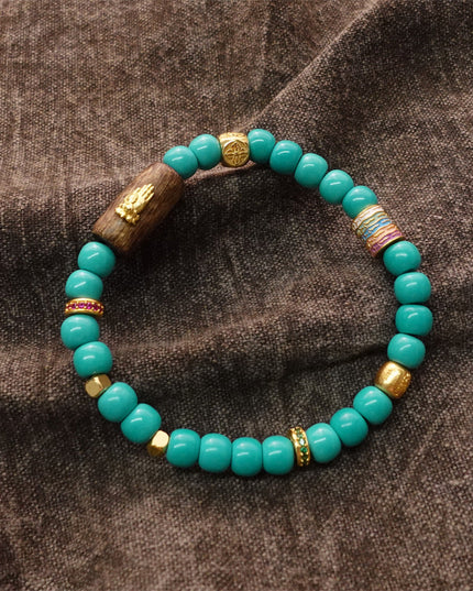 Prosperity & Healing Turquoise Bracelet with Buddha Charm