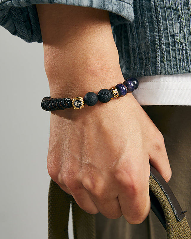 Prosperity Flame Tiger Eye and Silver Bracelet
