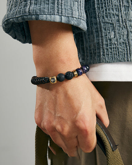 Prosperity Flame Tiger Eye and Silver Bracelet