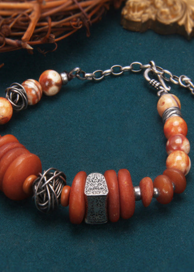 Amber Fortune Silver Bracelet Handcrafted for Wealth and Energy Balance