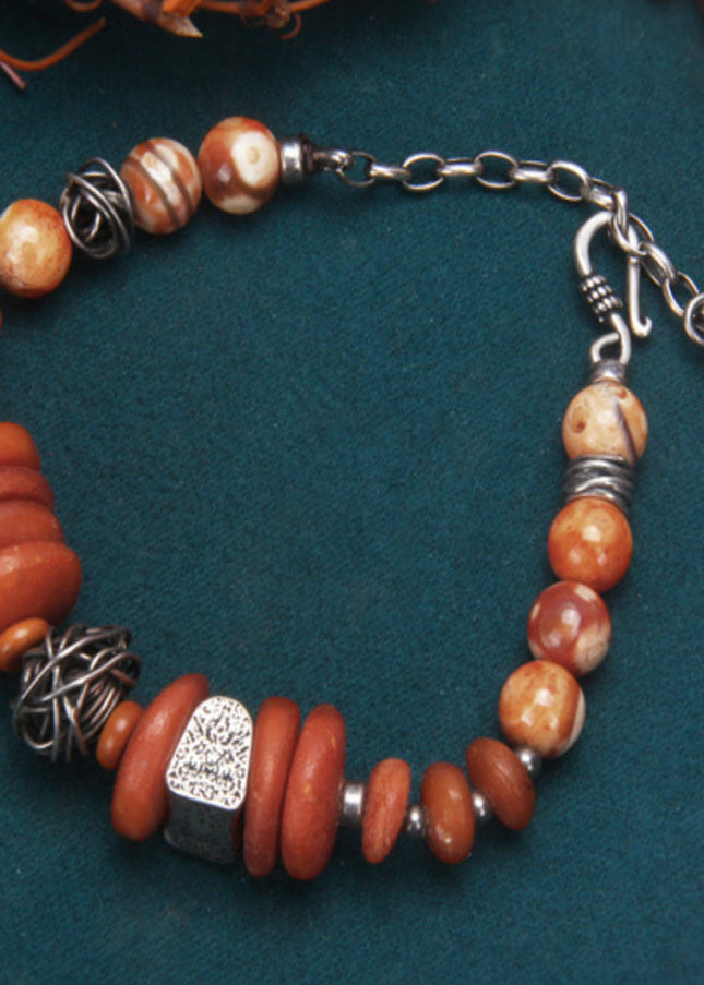 Amber Fortune Silver Bracelet Handcrafted for Wealth and Energy Balance