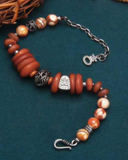 Amber Fortune Silver Bracelet Handcrafted for Wealth and Energy Balance