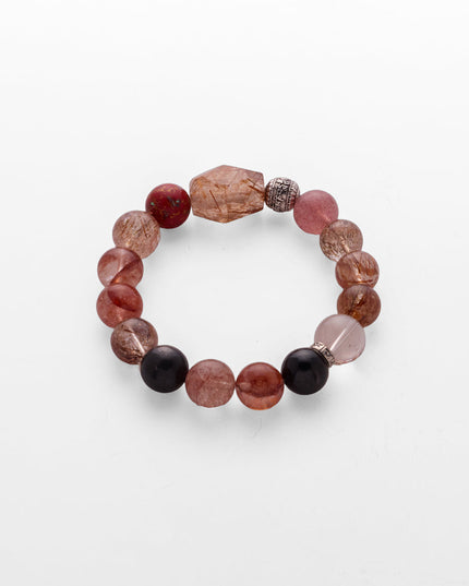 Eternal Wealth & Protection Crystal Bracelet – Black Gold Super Seven & Strawberry Quartz