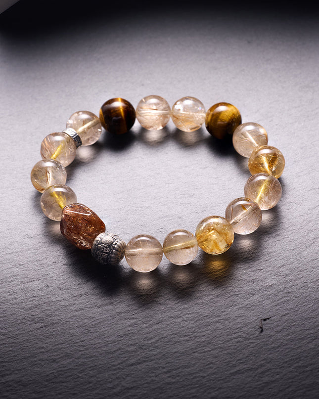 Wealth & Protection Titanium Bracelet – Black Gold Super 7 & Tiger Eye