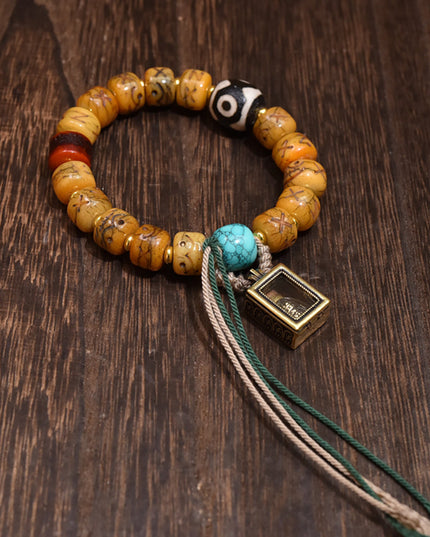 Prosperity Tibetan Dzi Yak Bone Bracelet