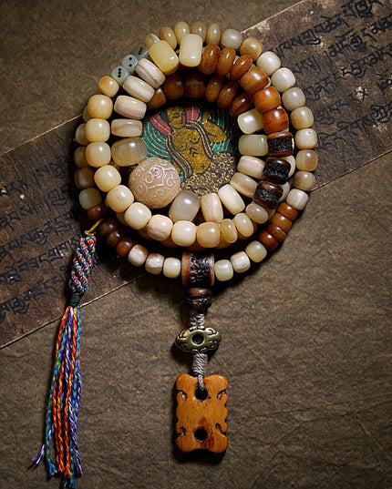 Abundance Yak Bone 108 Mala Beads Necklace