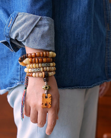 Abundance Yak Bone 108 Mala Beads Necklace