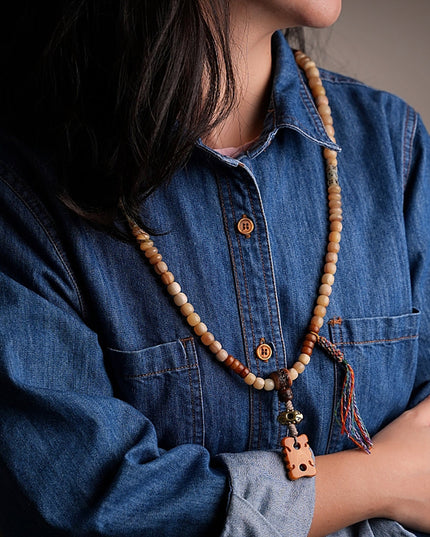 Abundance Yak Bone 108 Mala Beads Necklace