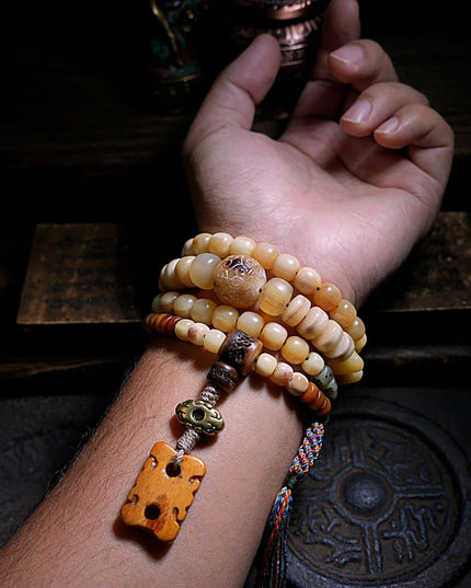 Abundance Yak Bone 108 Mala Beads Necklace