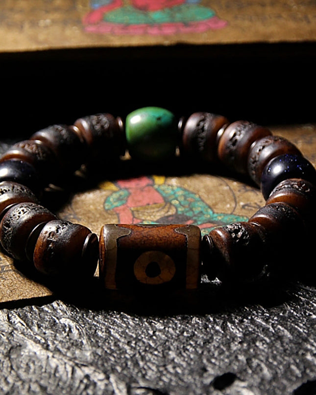 Guardian Agate and Yak Bone Protection Bracelet