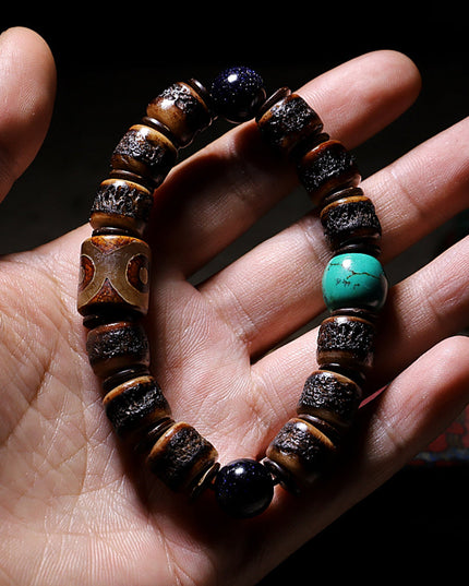 Guardian Agate and Yak Bone Protection Bracelet