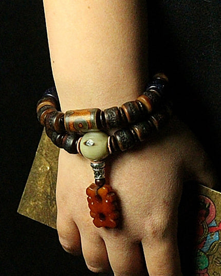 Guardian Agate and Yak Bone Protection Bracelet