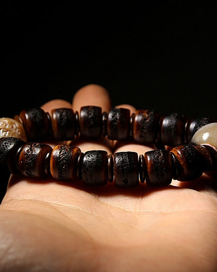 Guardian Agate and Yak Bone Protection Bracelet