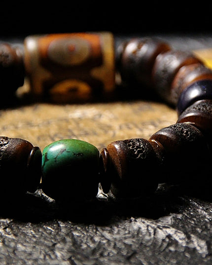 Guardian Agate and Yak Bone Protection Bracelet