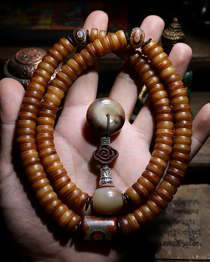Vitality Yak Bone 108 Mala Beads Necklace