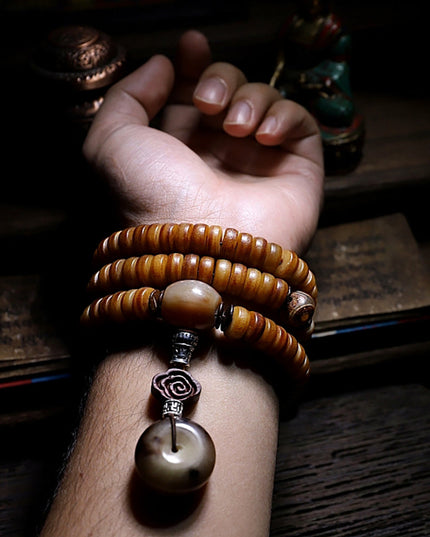 Vitality Yak Bone 108 Mala Beads Necklace