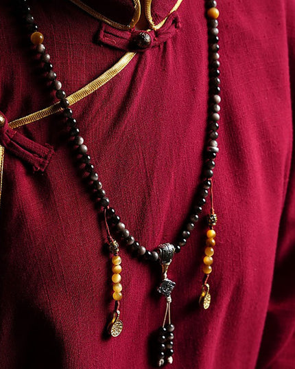 Fortress of Hope Silver Obsidian 108 Mala Beads Necklace