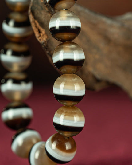 108 Dzi Beads Bracelet - Black and White Tricolor