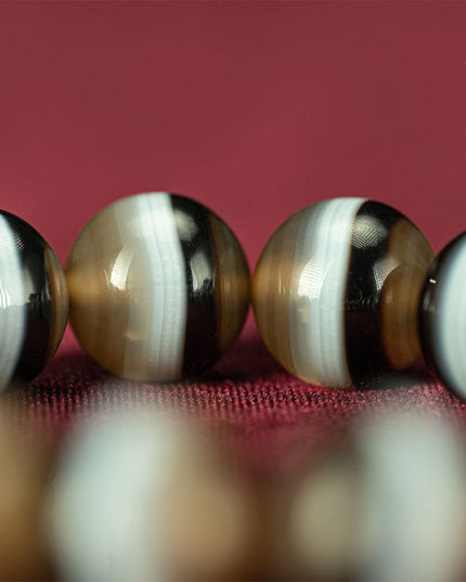 108 Dzi Beads Bracelet - Black and White Tricolor