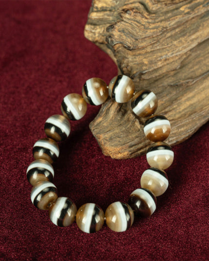 108 Dzi Beads Bracelet - Black and White Tricolor