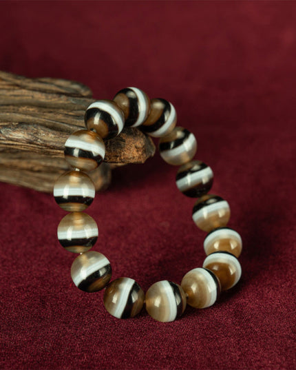 108 Dzi Beads Bracelet - Black and White Tricolor