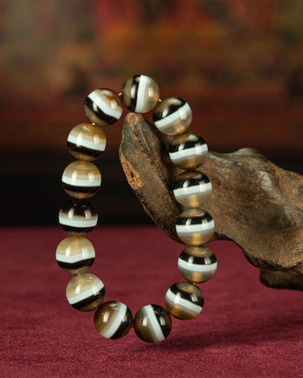 108 Dzi Beads Bracelet - Black and White Tricolor