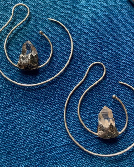 Celestial Blessing Clear Quartz Silver Earrings