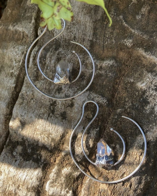 Celestial Blessing Clear Quartz Silver Earrings