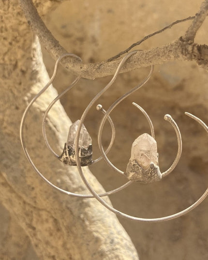 Celestial Blessing Clear Quartz Silver Earrings