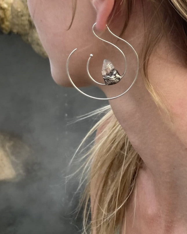 Celestial Blessing Clear Quartz Silver Earrings