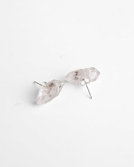 Raw Crystal & Silver Drop Earrings