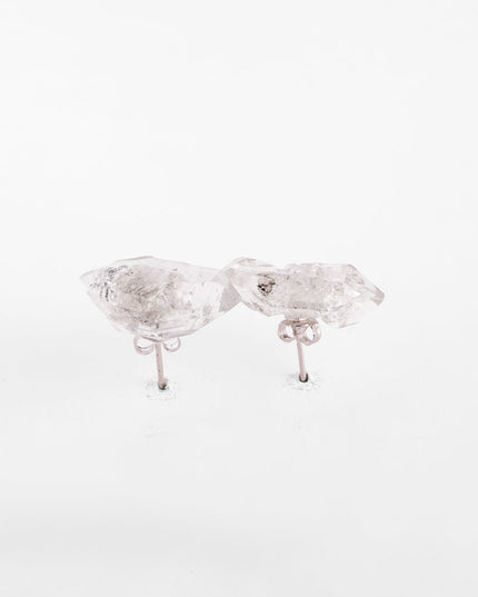 Raw Crystal & Silver Drop Earrings