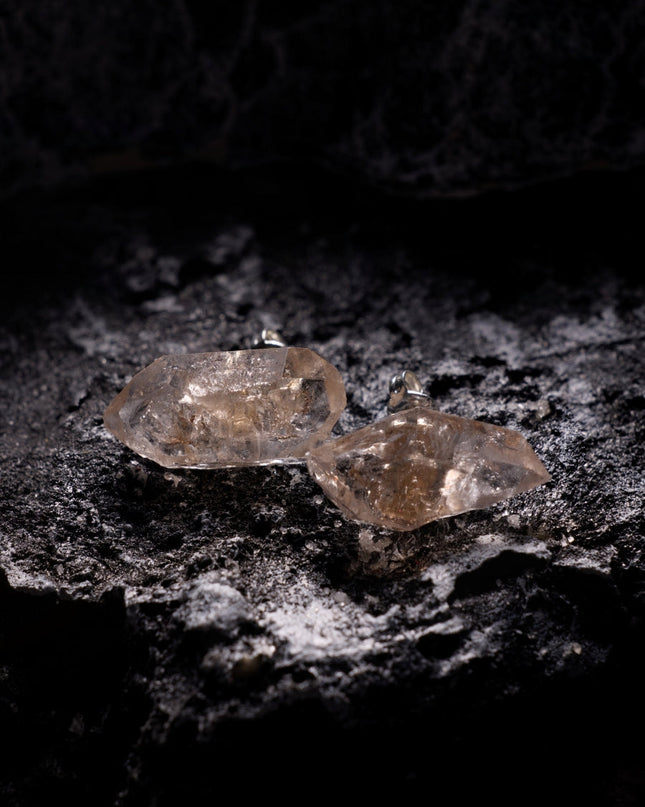 Raw Crystal & Silver Drop Earrings