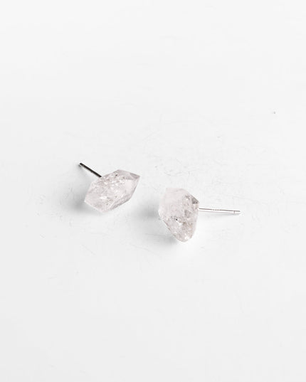 Raw Crystal Silver Drop Earrings