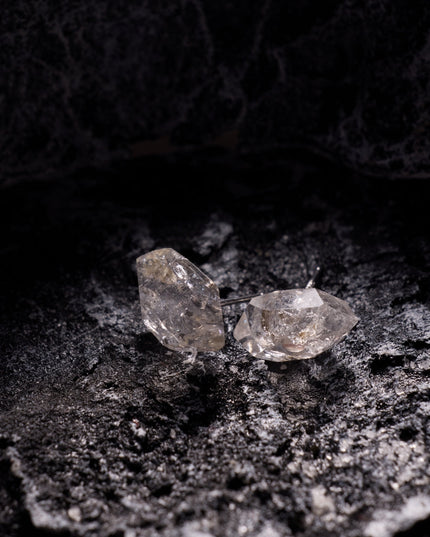 Raw Crystal Silver Drop Earrings