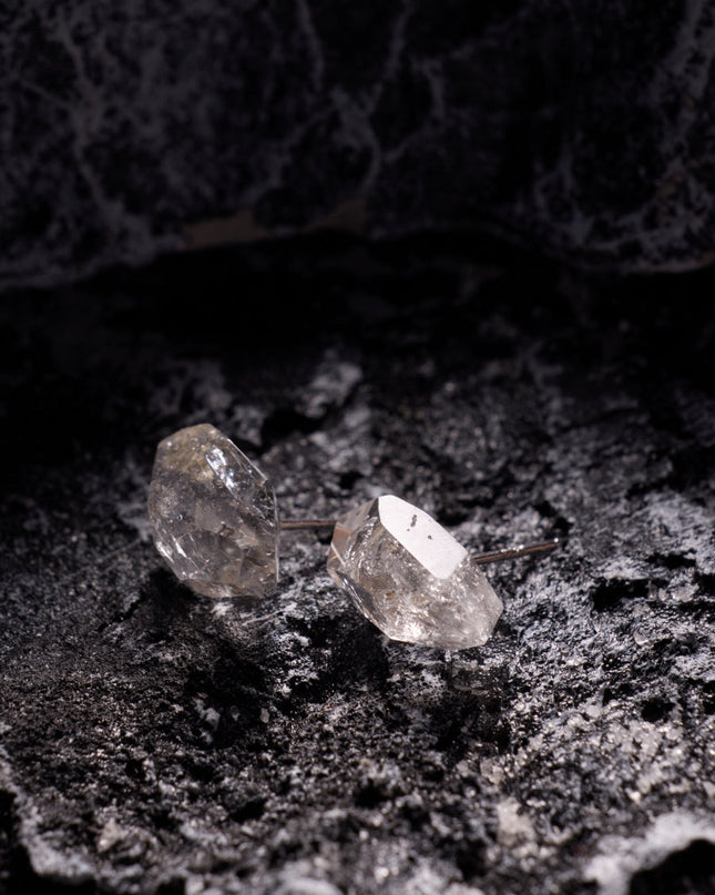 Raw Crystal Silver Drop Earrings