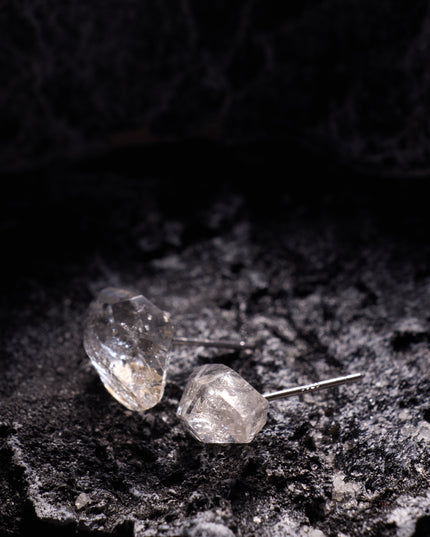 Raw Crystal Silver Drop Earrings