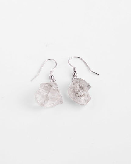 Raw White Crystal Drop Earrings in Sterling Silver