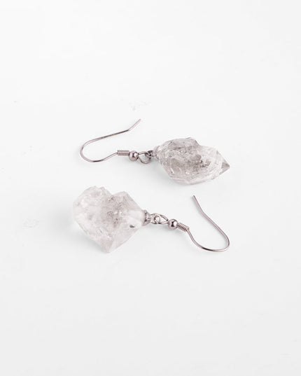 Raw White Crystal Drop Earrings in Sterling Silver