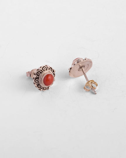 Vital Energy Red Coral Stud Earrings – Sterling Silver Love & Vitality
