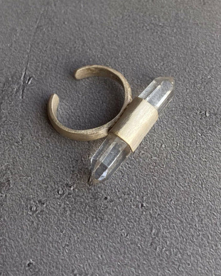 Twin Peaks Crystal Ring Tibetan Clear Quartz & Silver Purity Power Duo