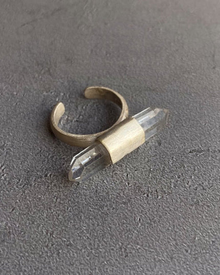 Twin Peaks Crystal Ring Tibetan Clear Quartz & Silver Purity Power Duo