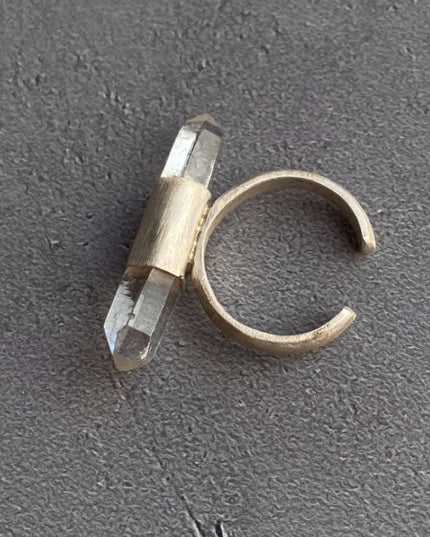 Twin Peaks Crystal Ring Tibetan Clear Quartz & Silver Purity Power Duo