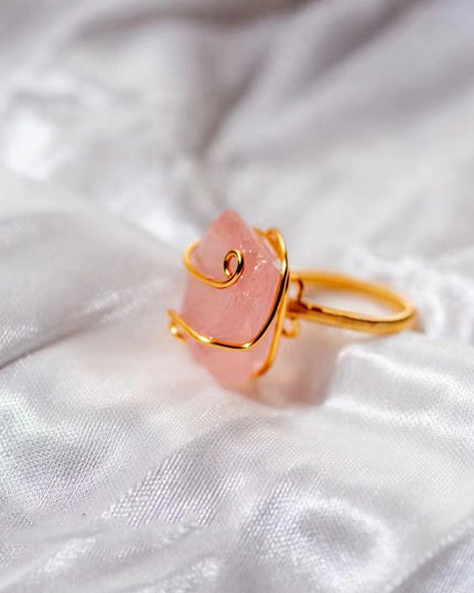 Embrace of the Heart Crystal Quartz Gold Rings