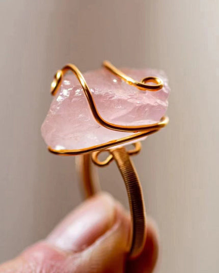 Embrace of the Heart Crystal Quartz Gold Rings